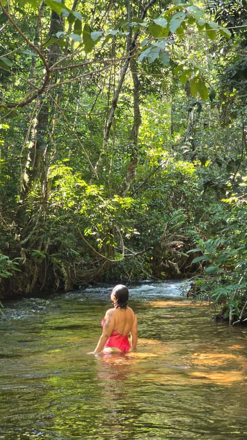Chapada dos Guimarães:Cidade de Pedra + Vale do Rio Claro with Véu de Noiva - The Rio Claro Valley brings the day into the water