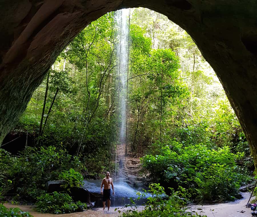 From Manaus: Presidente Figueiredo Waterfalls Daytrip - Walking through Gruta do Refugio